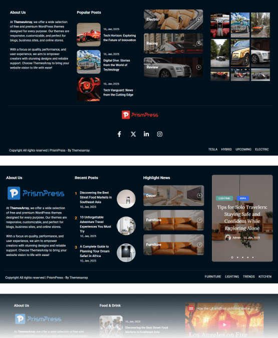 Collection of Footers